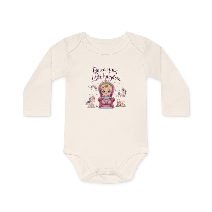 "Queen of my little kingdom" Baby Long-Sleeve Organic Bodysuit