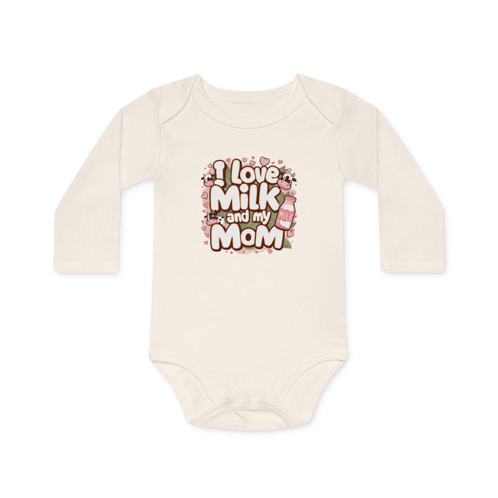 "I love milk and my mom" Baby Long-Sleeve Organic Bodysuit