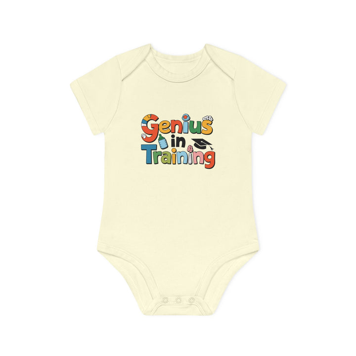 "Genius in training" Baby Organic Short Sleeve Bodysuit