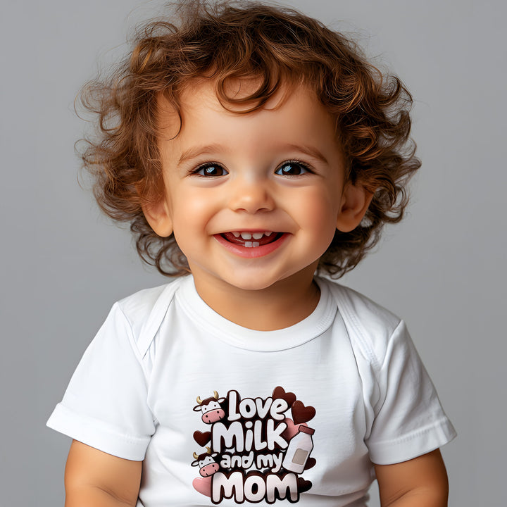 "Love milk and my mom" Infant Baby Rib Bodysuit