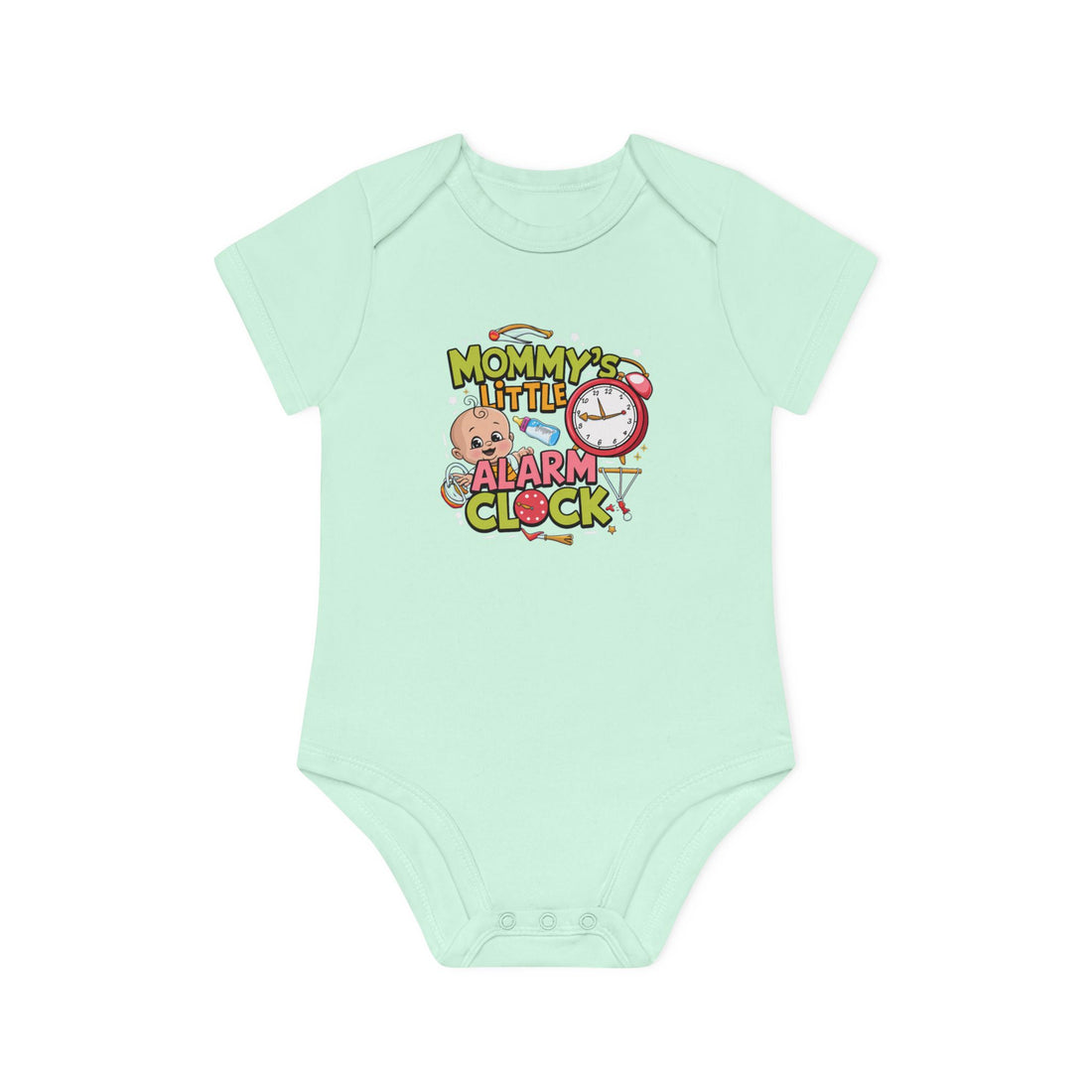 "Mommy's little alarm clock" Baby Organic Short Sleeve Bodysuit