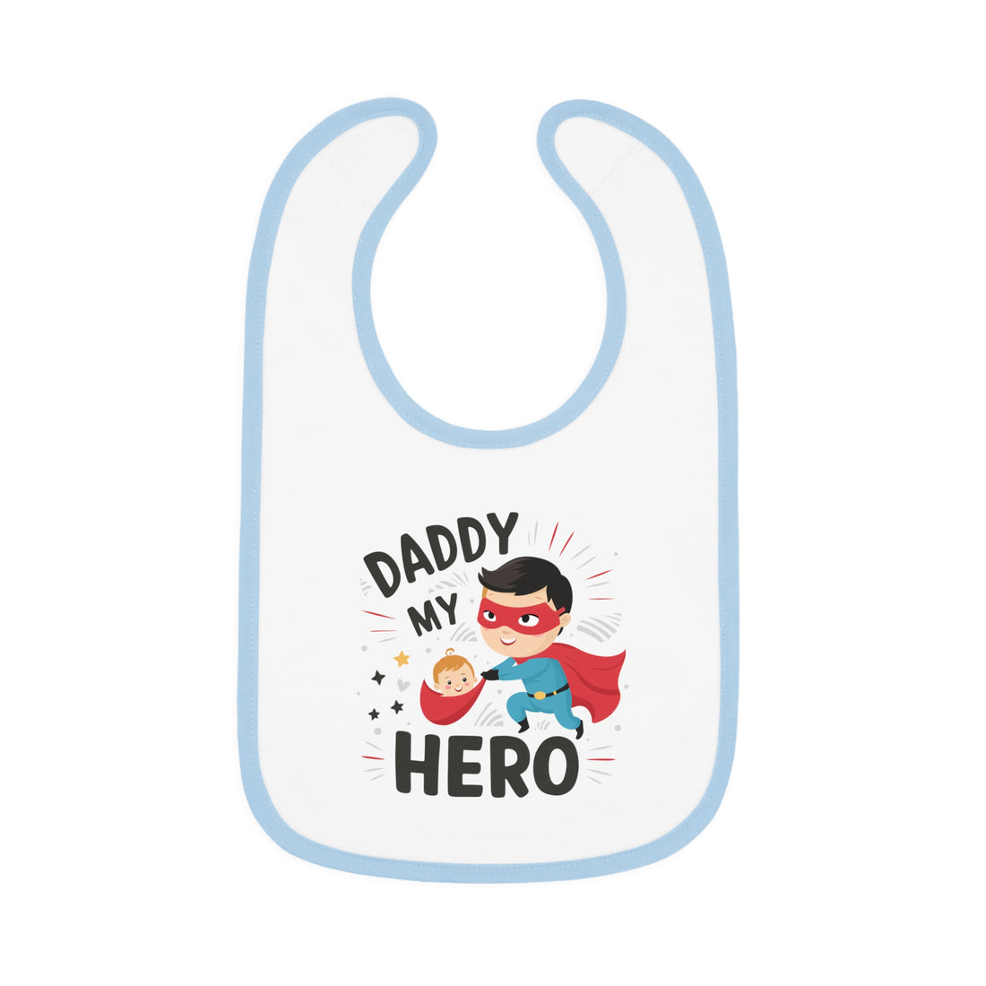 "Daddy is my hero" Baby Contrast Trim Jersey Bib