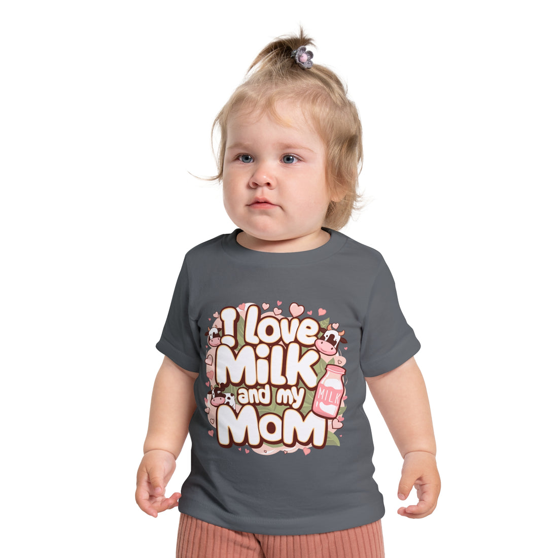 "I love milk and my mom" Baby Short Sleeve T-Shirt