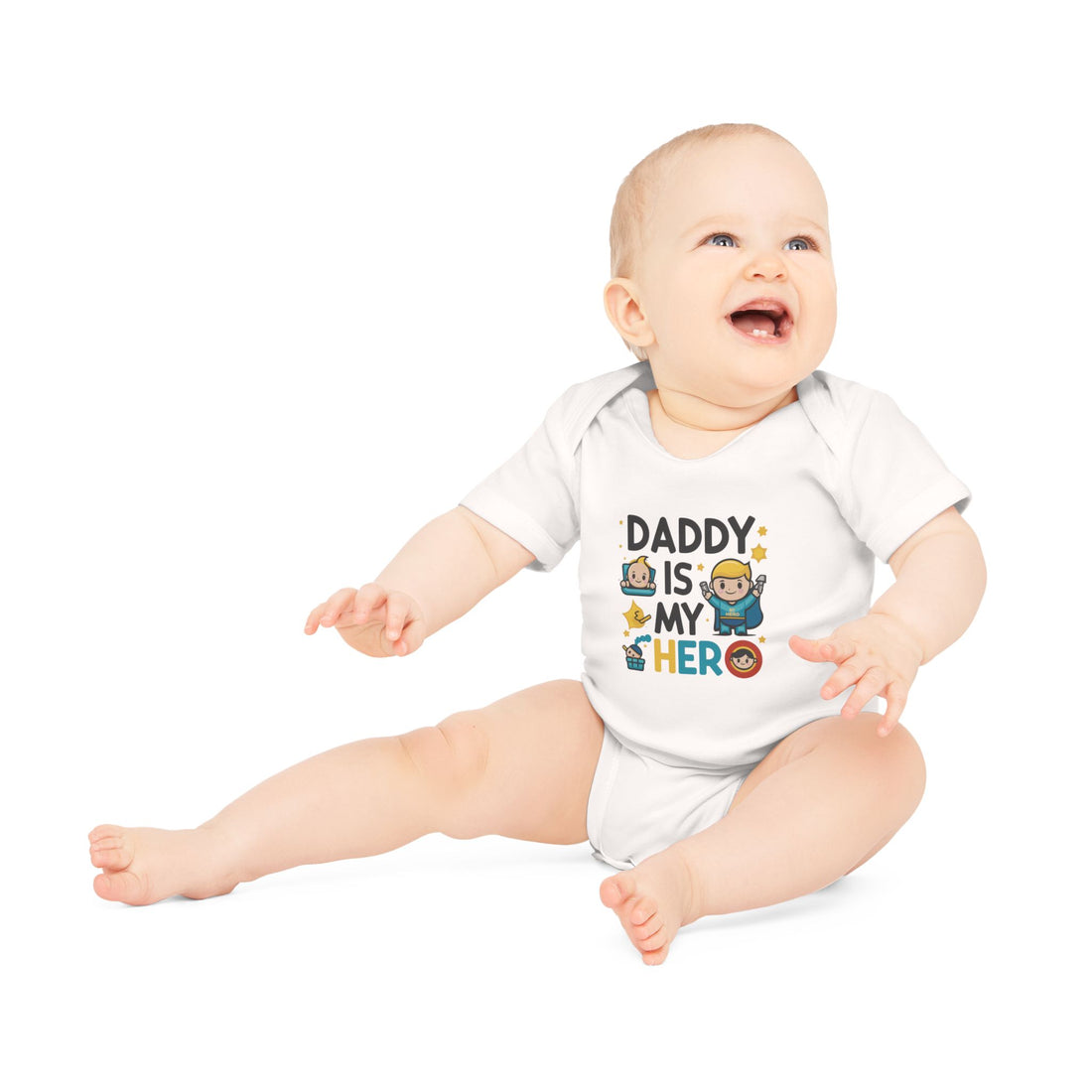 "Daddy is my hero" Baby Organic Short Sleeve Bodysuit