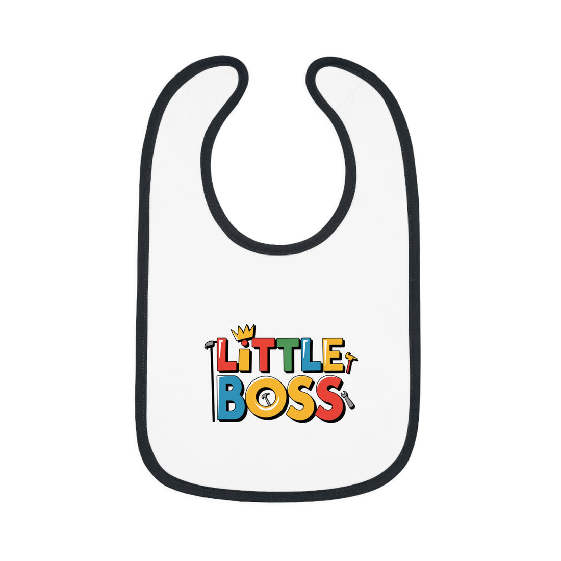 "Little boss" Baby Contrast Trim Jersey Bib