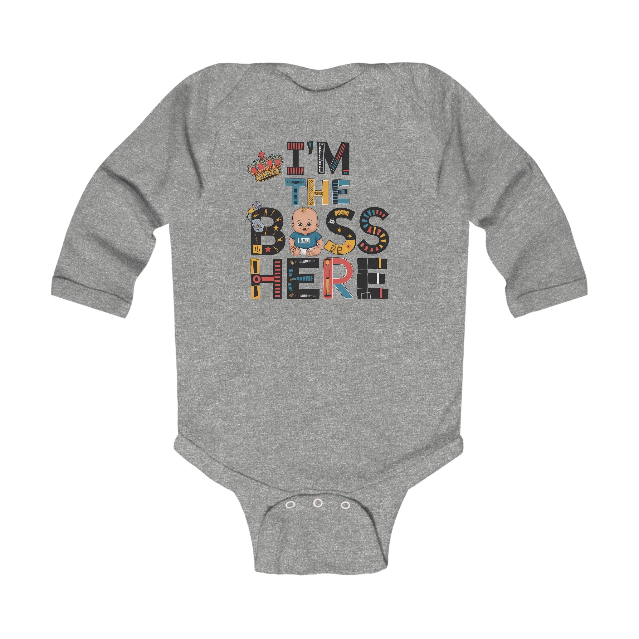 "I'm the boss here" Infant Long Sleeve Bodysuit