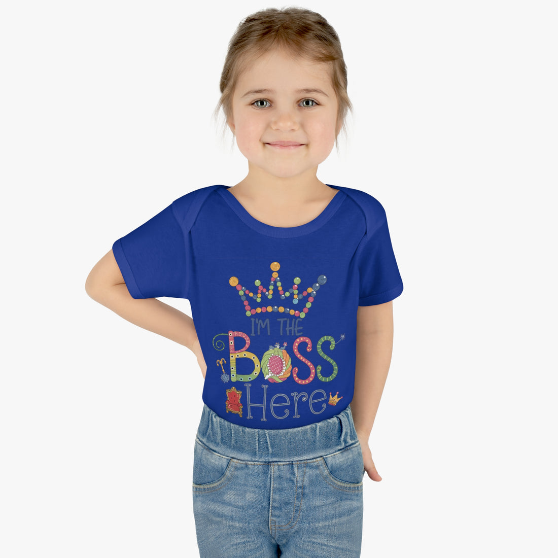 "I'm the boss here" Infant Baby Rib Bodysuit