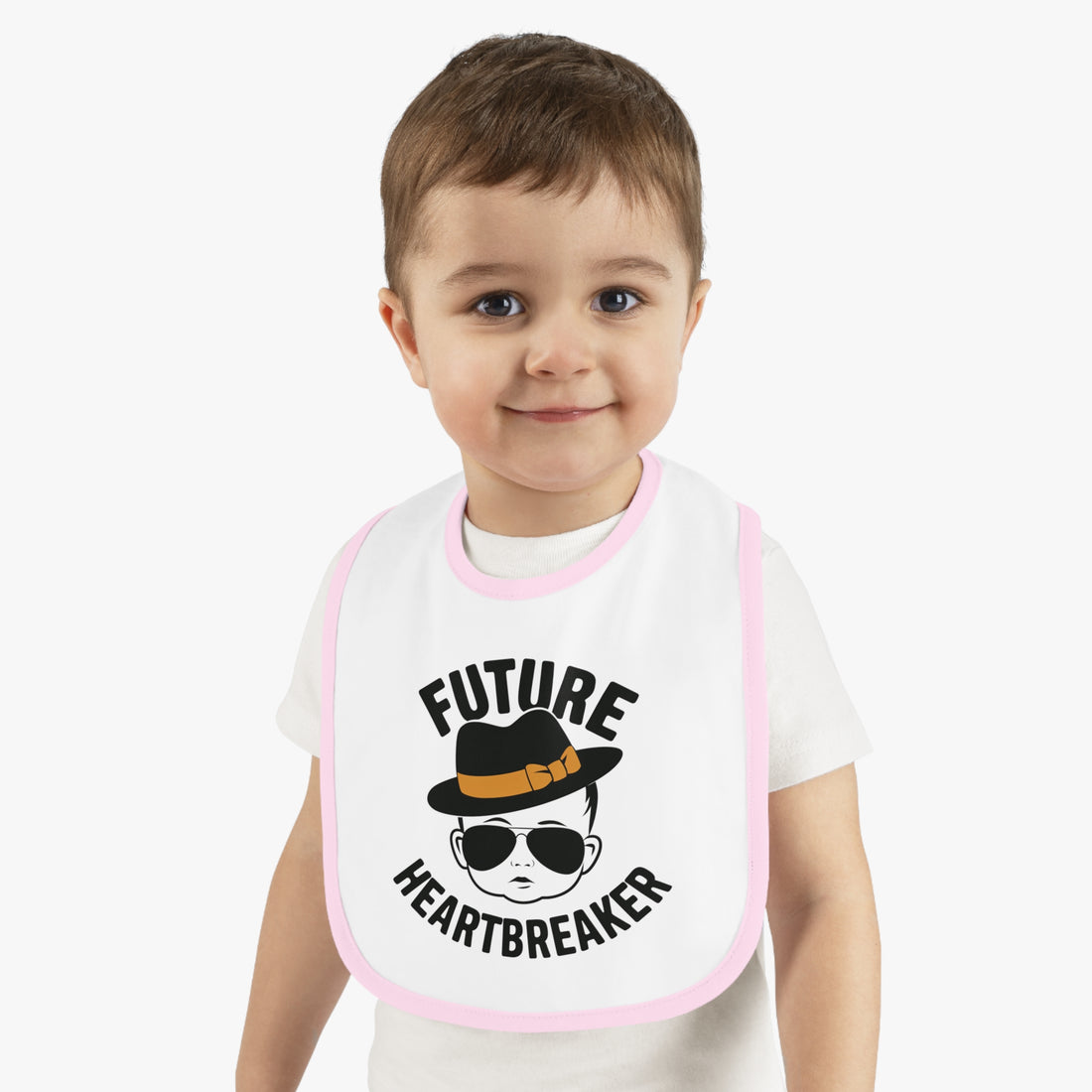 "Future heartbreaker" Baby Contrast Trim Jersey Bib