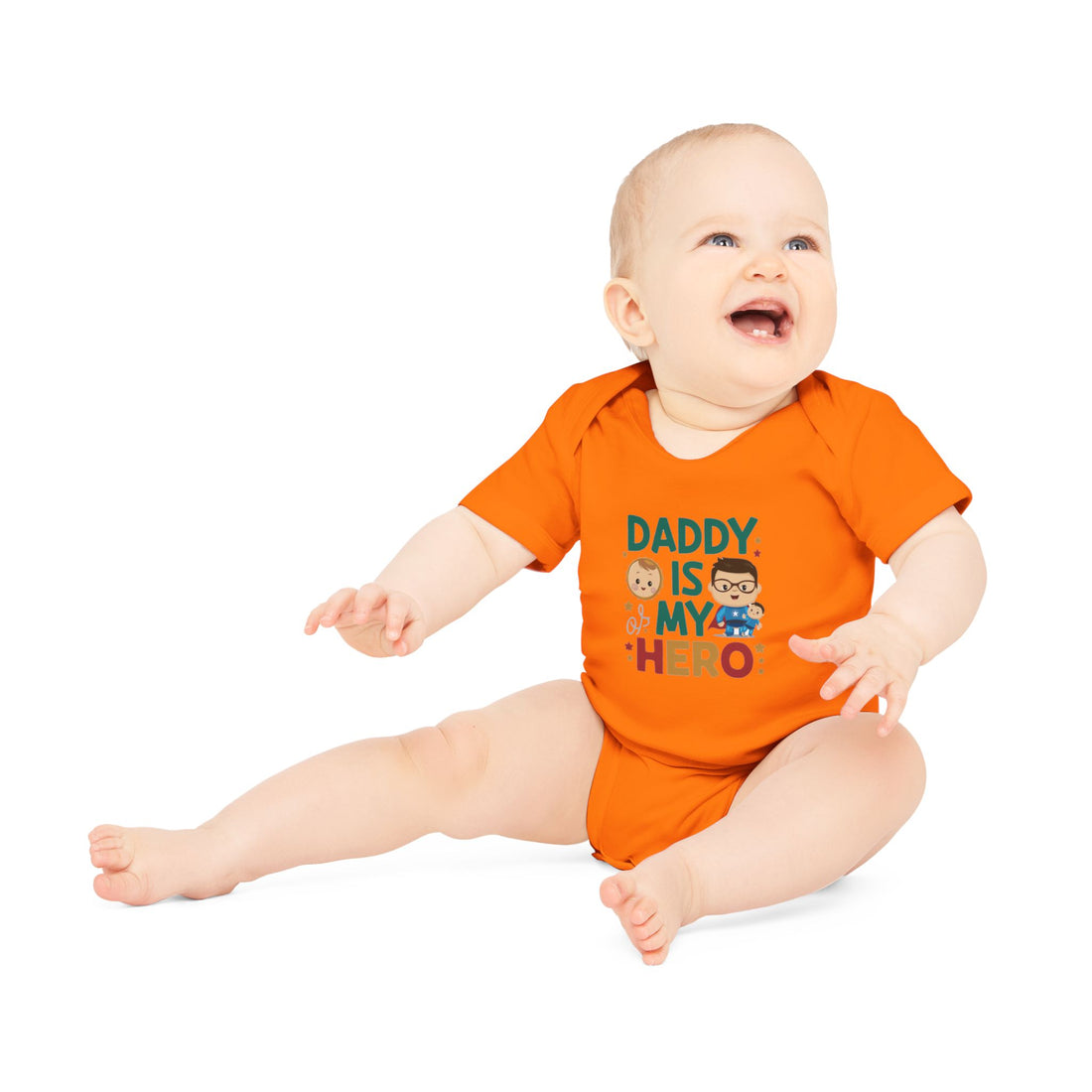 "Daddy is my hero" Baby Organic Short Sleeve Bodysuit