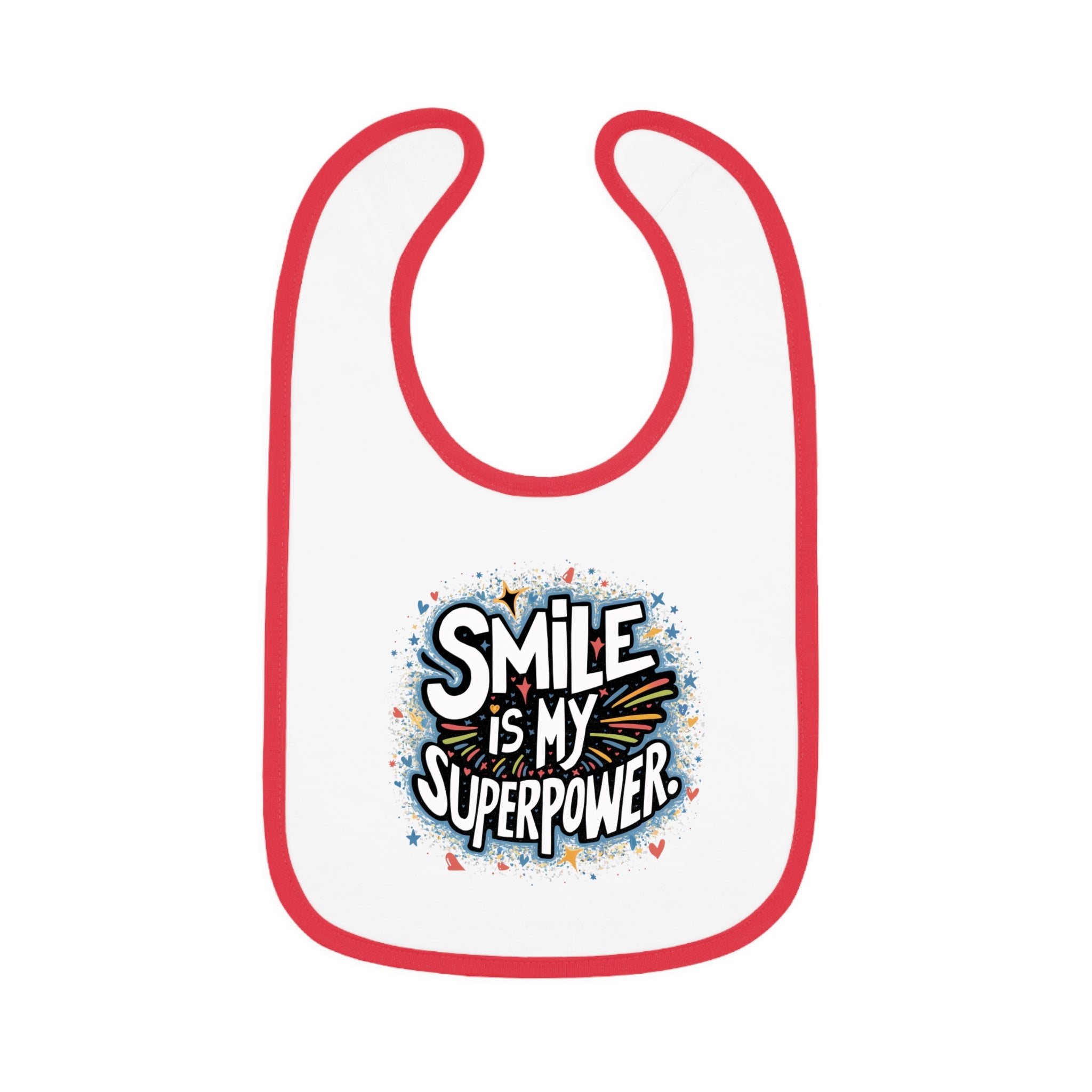 "Smile is my superpower" Baby Contrast Trim Jersey Bib