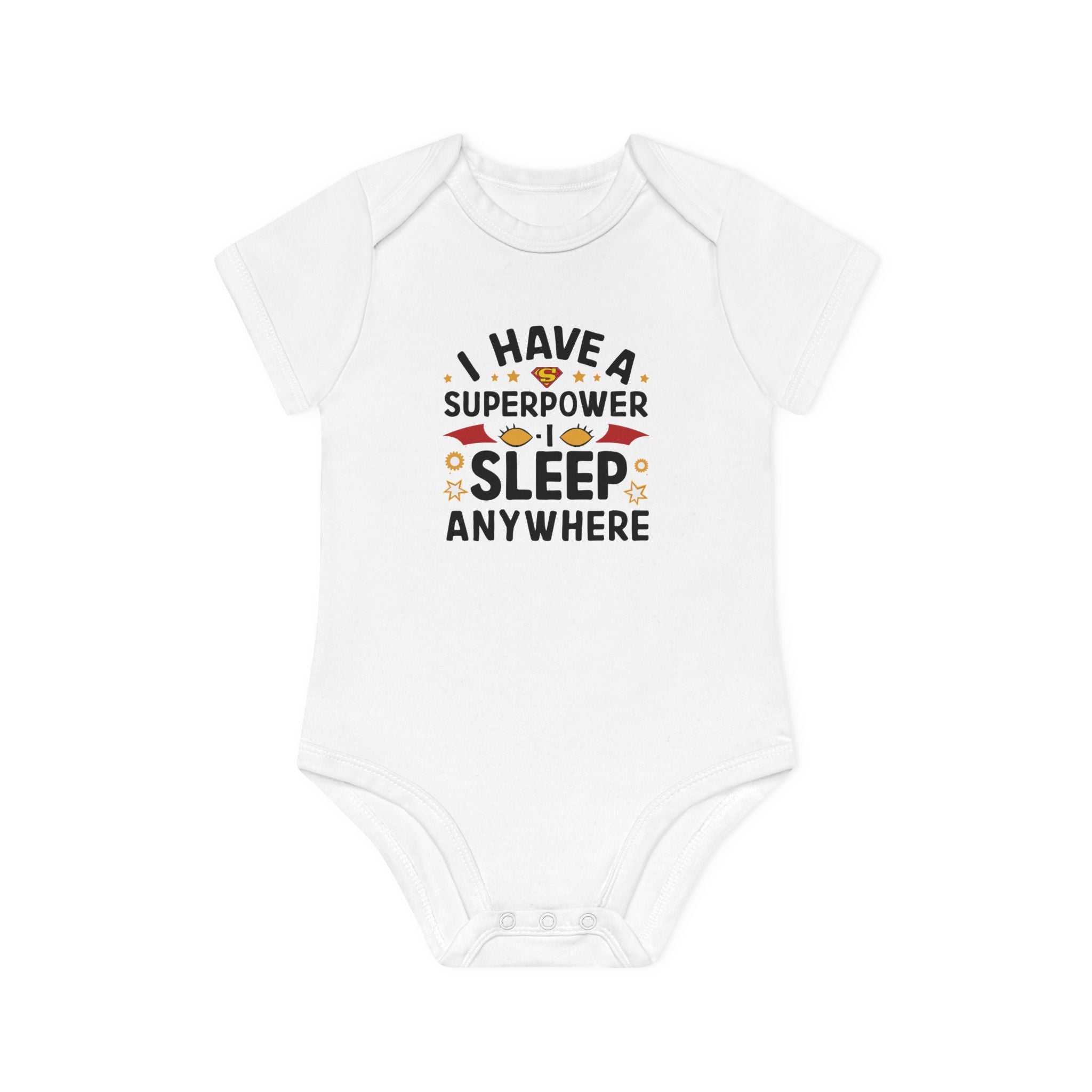 "I have a superpower I sleep anywhere" Baby Organic Short Sleeve Bodysuit