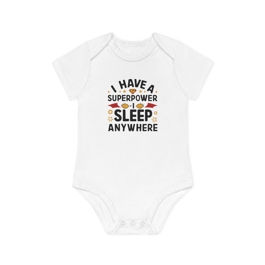 "I have a superpower I sleep anywhere" Baby Organic Short Sleeve Bodysuit