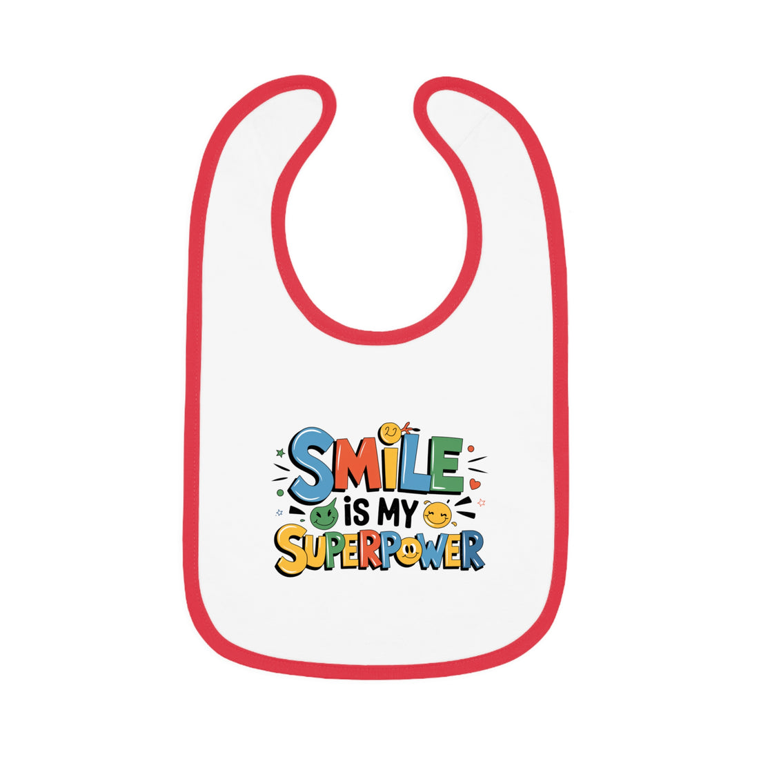 "Smile is my superpower" Baby Contrast Trim Jersey Bib