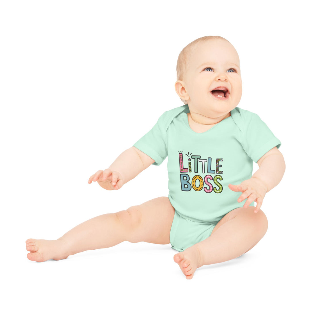 "Little boss" Baby Organic Short Sleeve Bodysuit