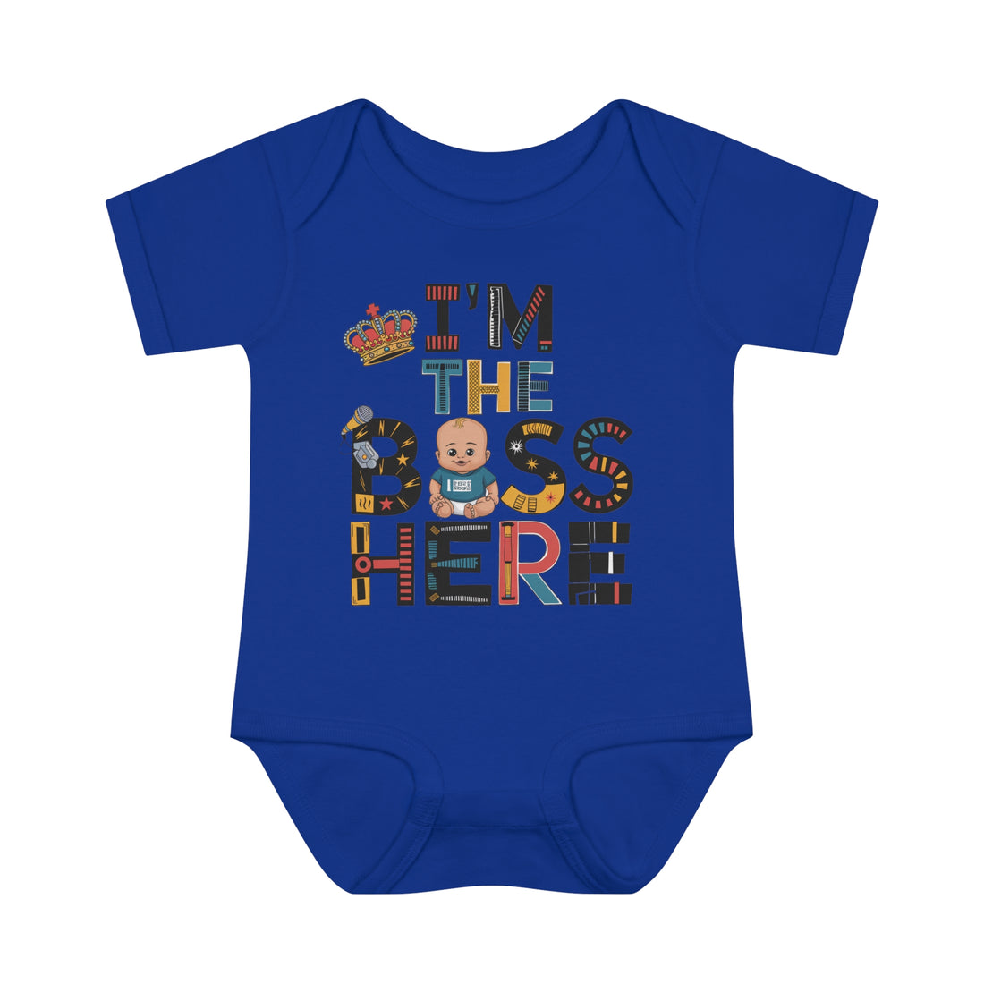 "I'm the boss here" Infant Baby Rib Bodysuit