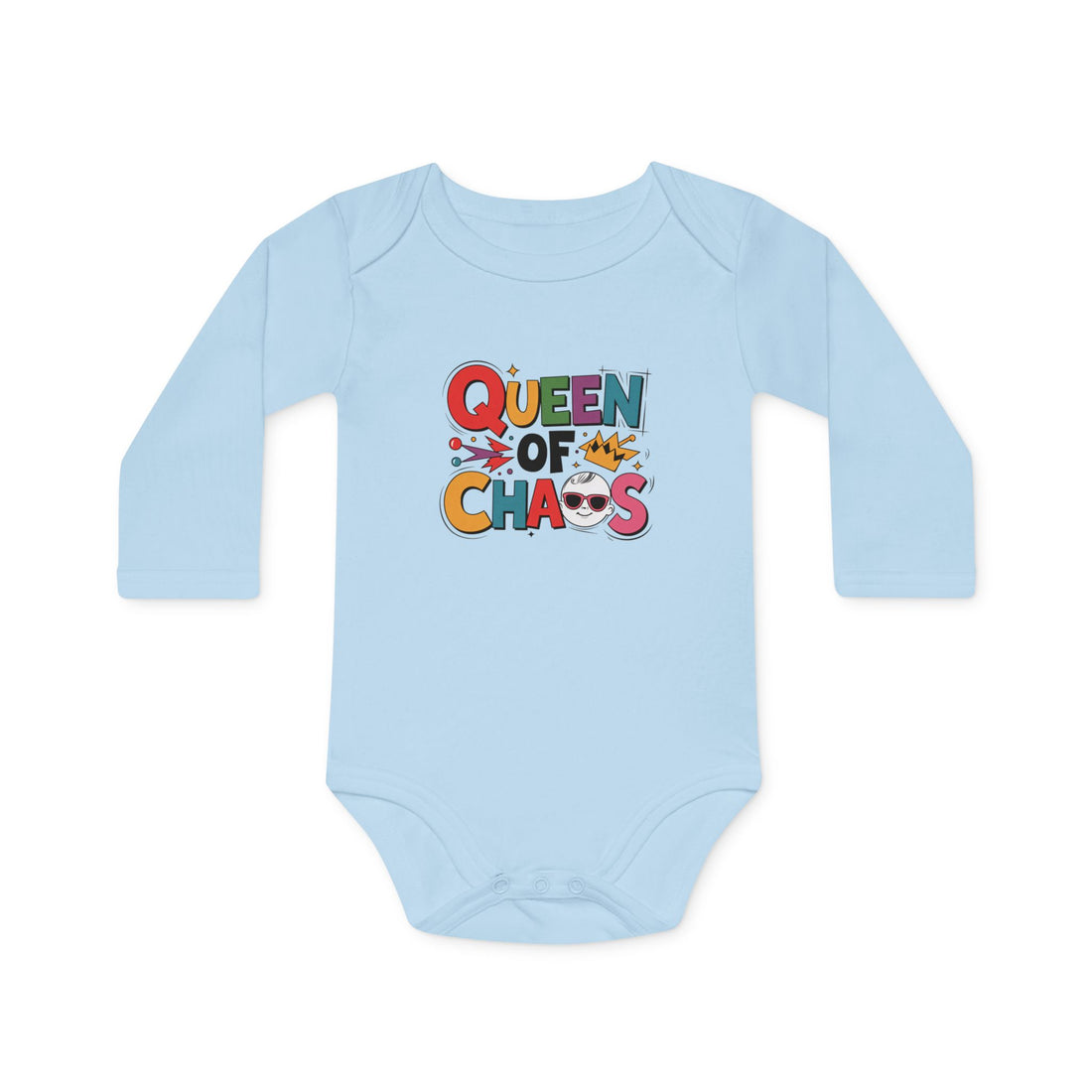 "Queen of chaos" Baby Long-Sleeve Organic Bodysuit