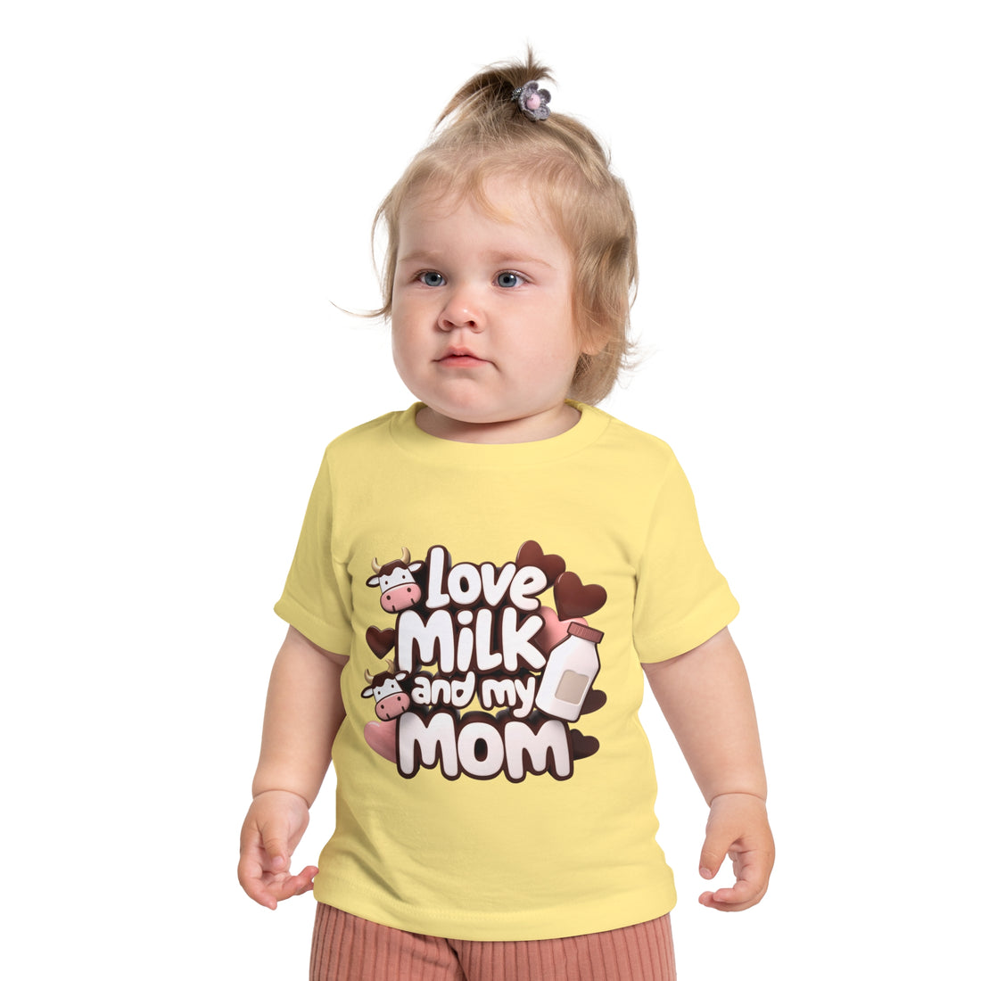 "Love milk and my mom" Baby Short Sleeve T-Shirt