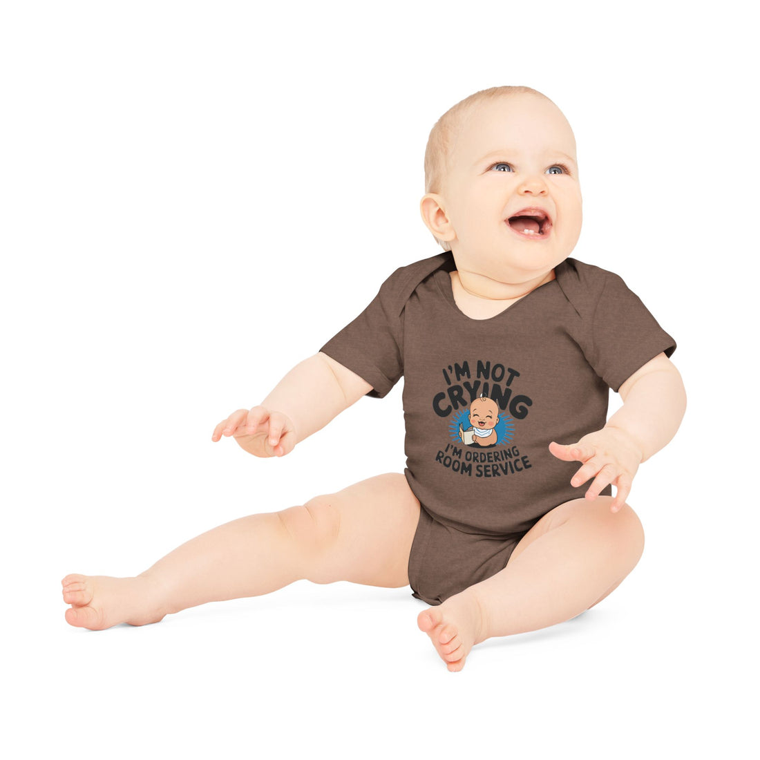 "I'm not crying I'm ordering room service" Baby Organic Short Sleeve Bodysuit