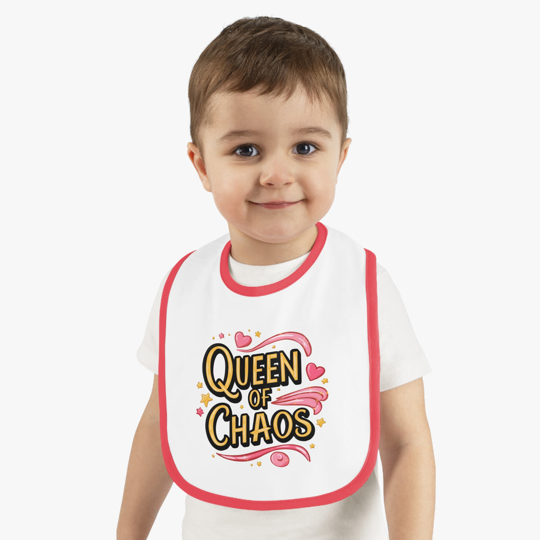 "Queen of chaos" Baby Contrast Trim Jersey Bib