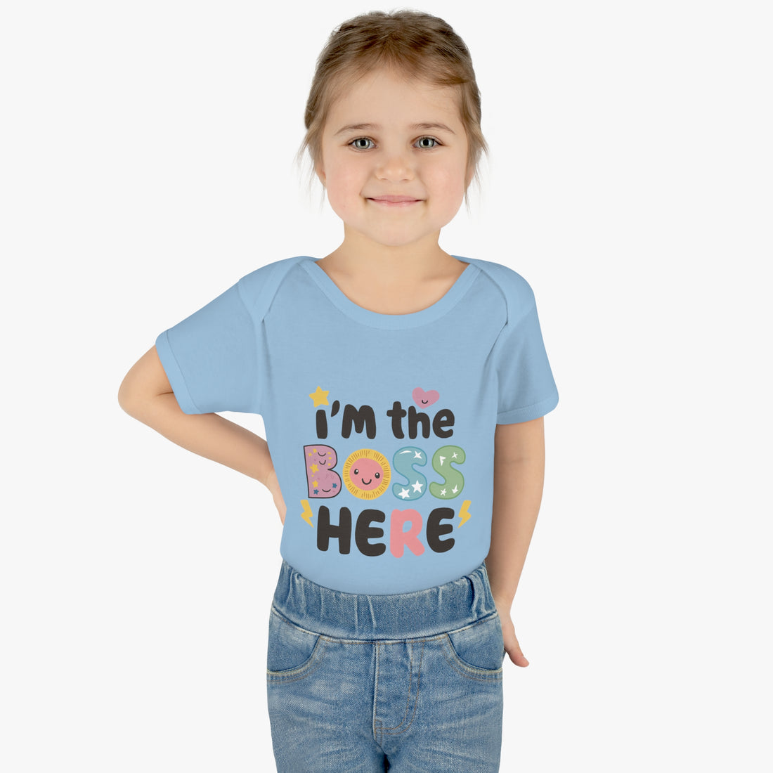 "I'm the boss here" Infant Baby Rib Bodysuit