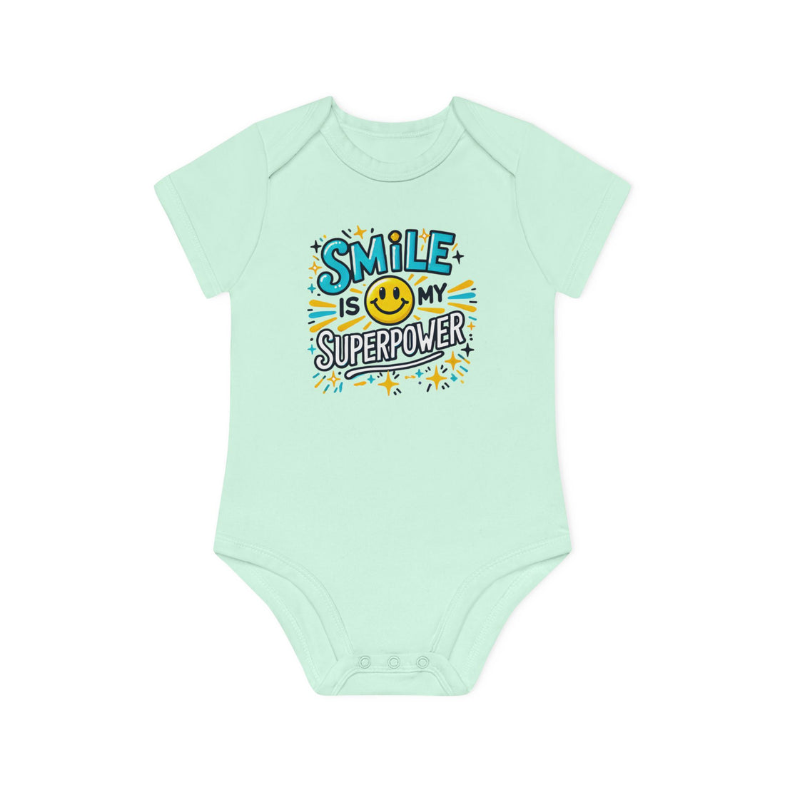 "Smile is my superpower" Baby Organic Short Sleeve Bodysuit