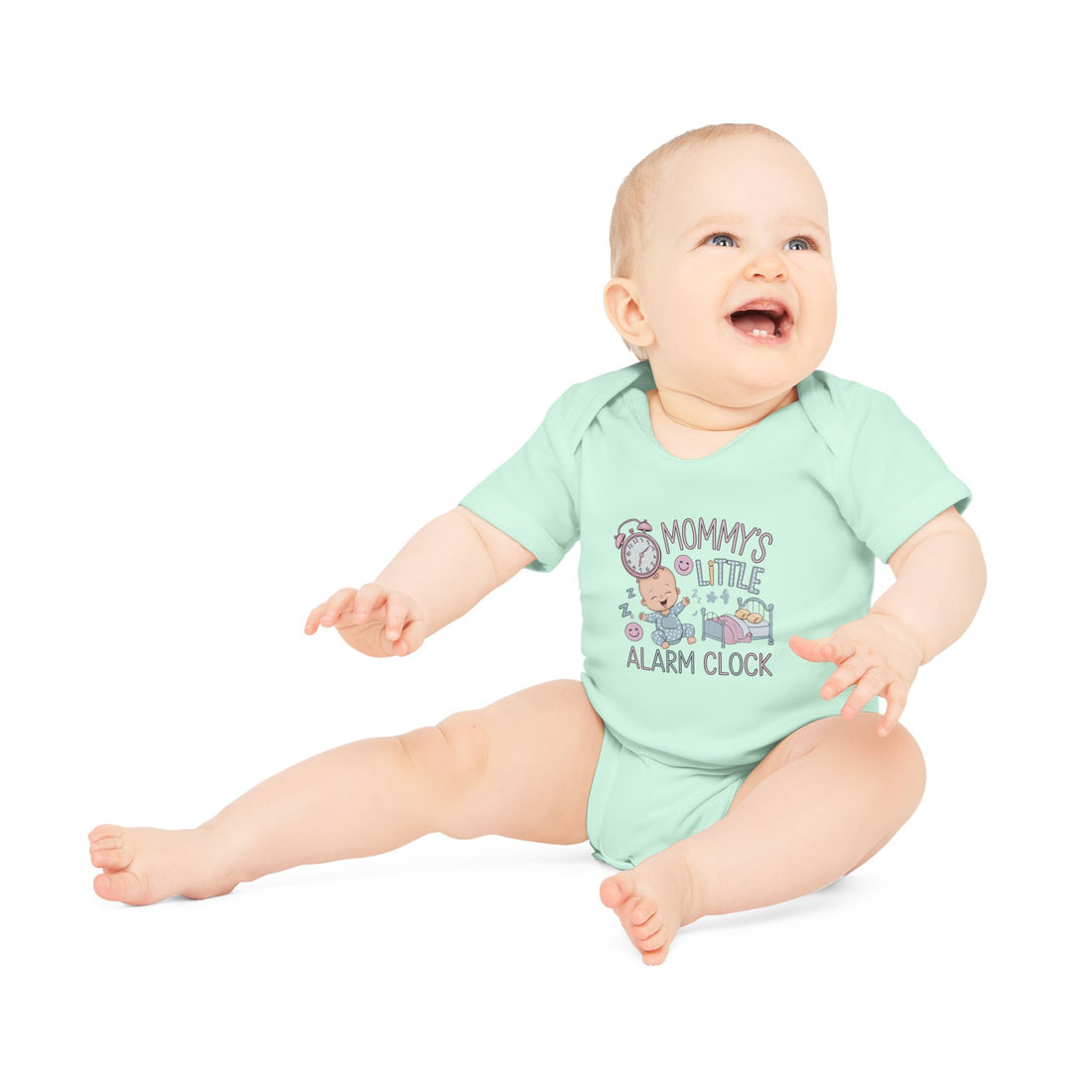 "Mommy's little alarm clock" Baby Organic Short Sleeve Bodysuit