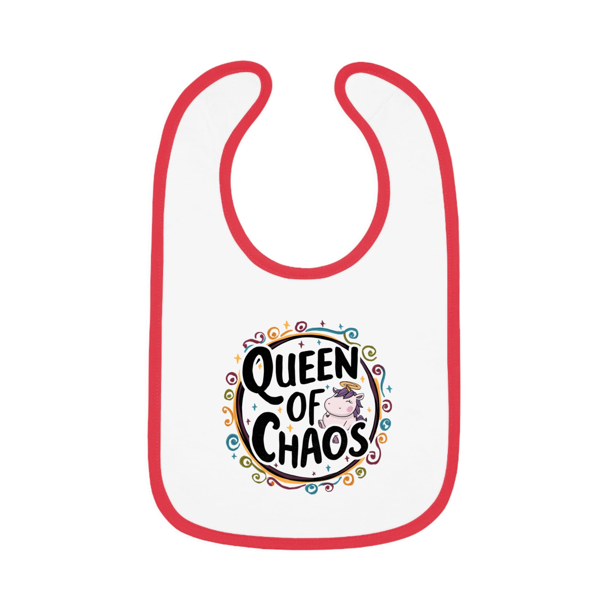 "Queen of chaos" Baby Contrast Trim Jersey Bib