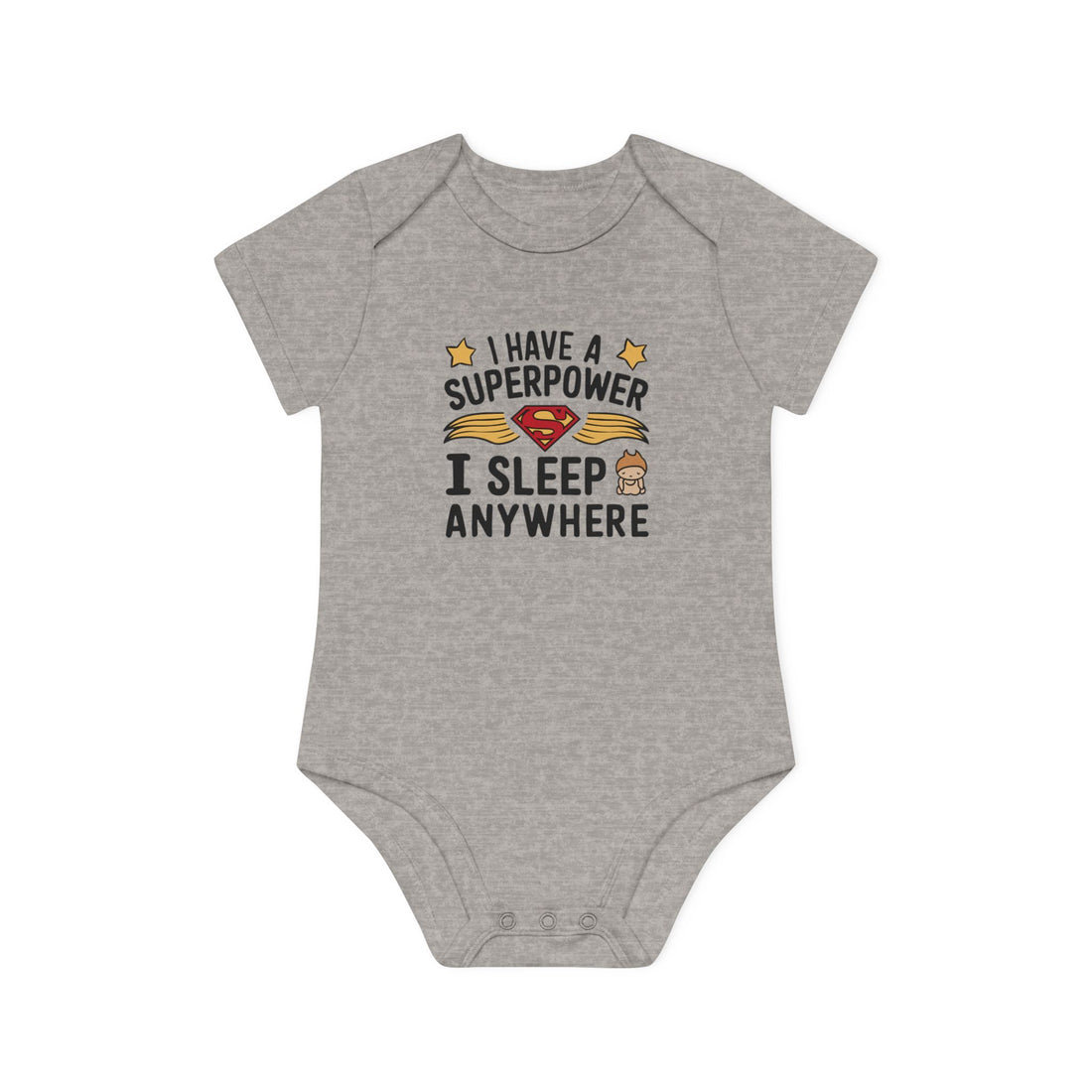 "I have a superpower I sleep anywhere" Baby Organic Short Sleeve Bodysuit