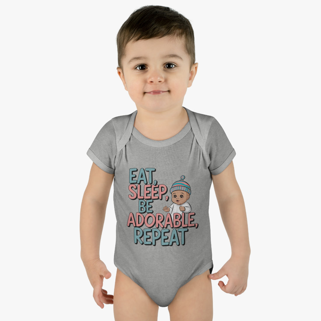 "Eat,sleep,be adorable,repeat" Infant Baby Rib Bodysuit