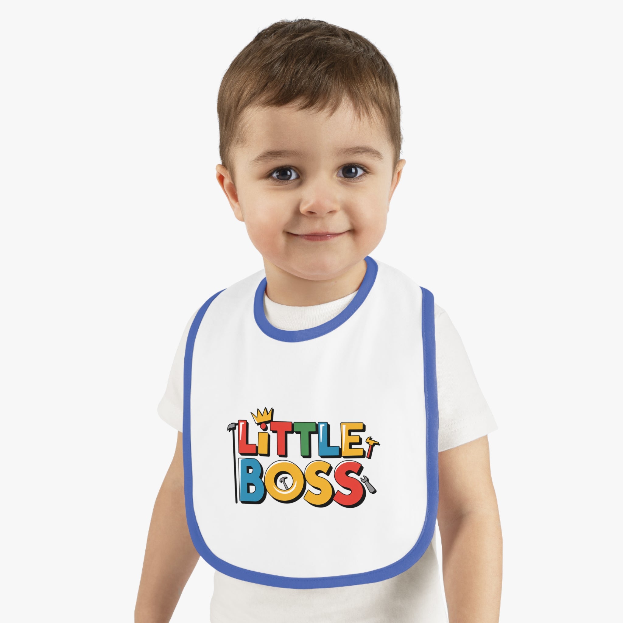 "Little boss" Baby Contrast Trim Jersey Bib