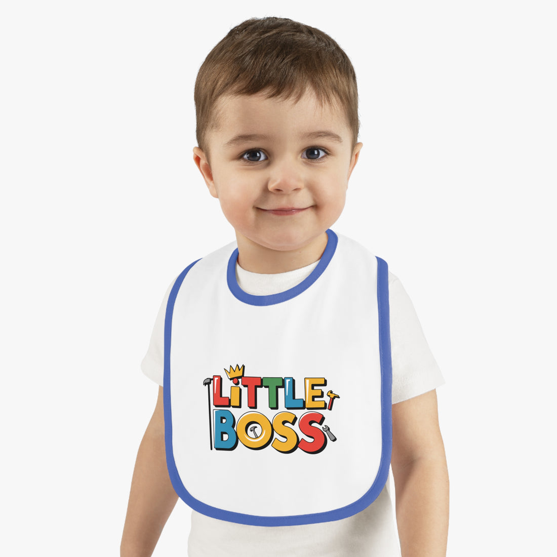 "Little boss" Baby Contrast Trim Jersey Bib