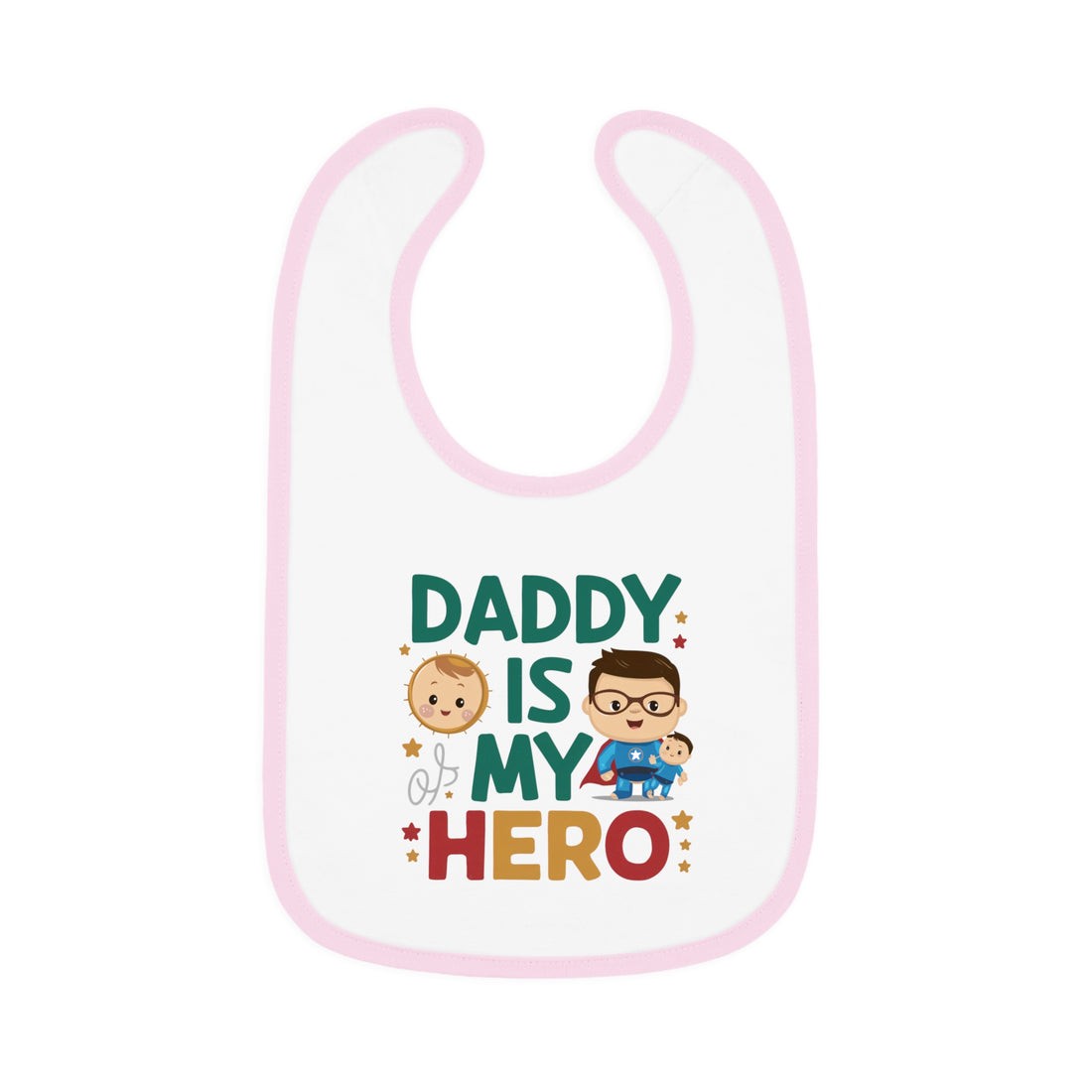 "Daddy is my hero" Baby Contrast Trim Jersey Bib