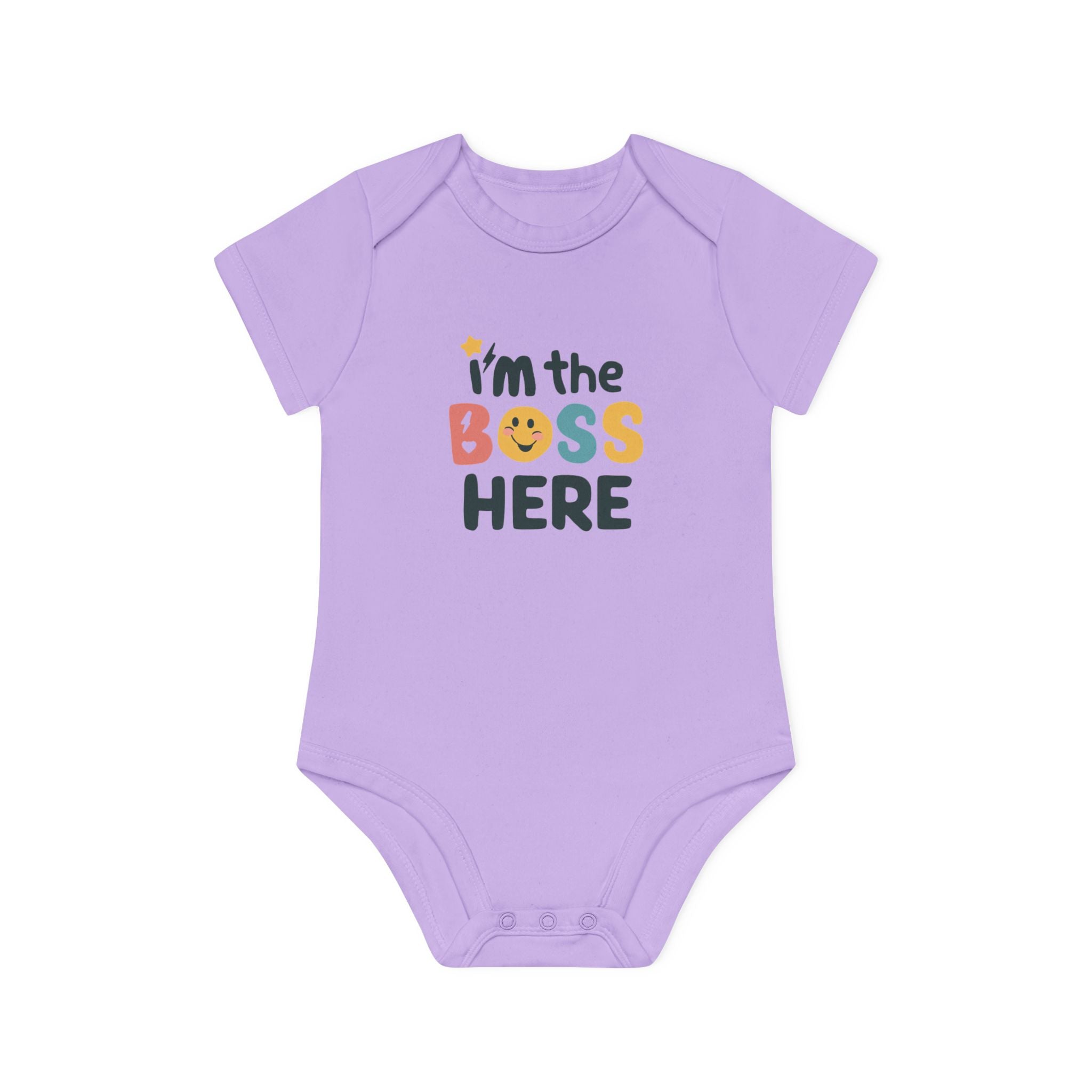 "I'm the boss here" Baby Organic Short Sleeve Bodysuit