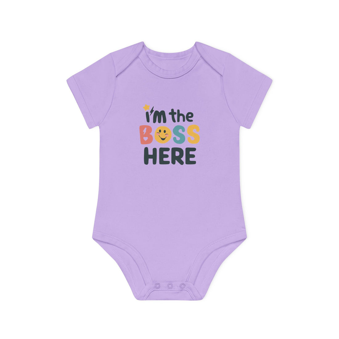 "I'm the boss here" Baby Organic Short Sleeve Bodysuit