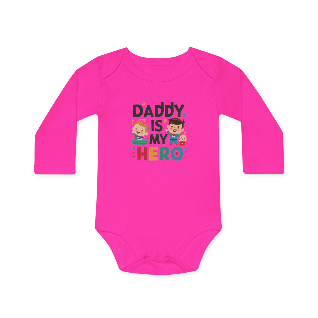 "Daddy is my hero" Baby Long-Sleeve Organic Bodysuit