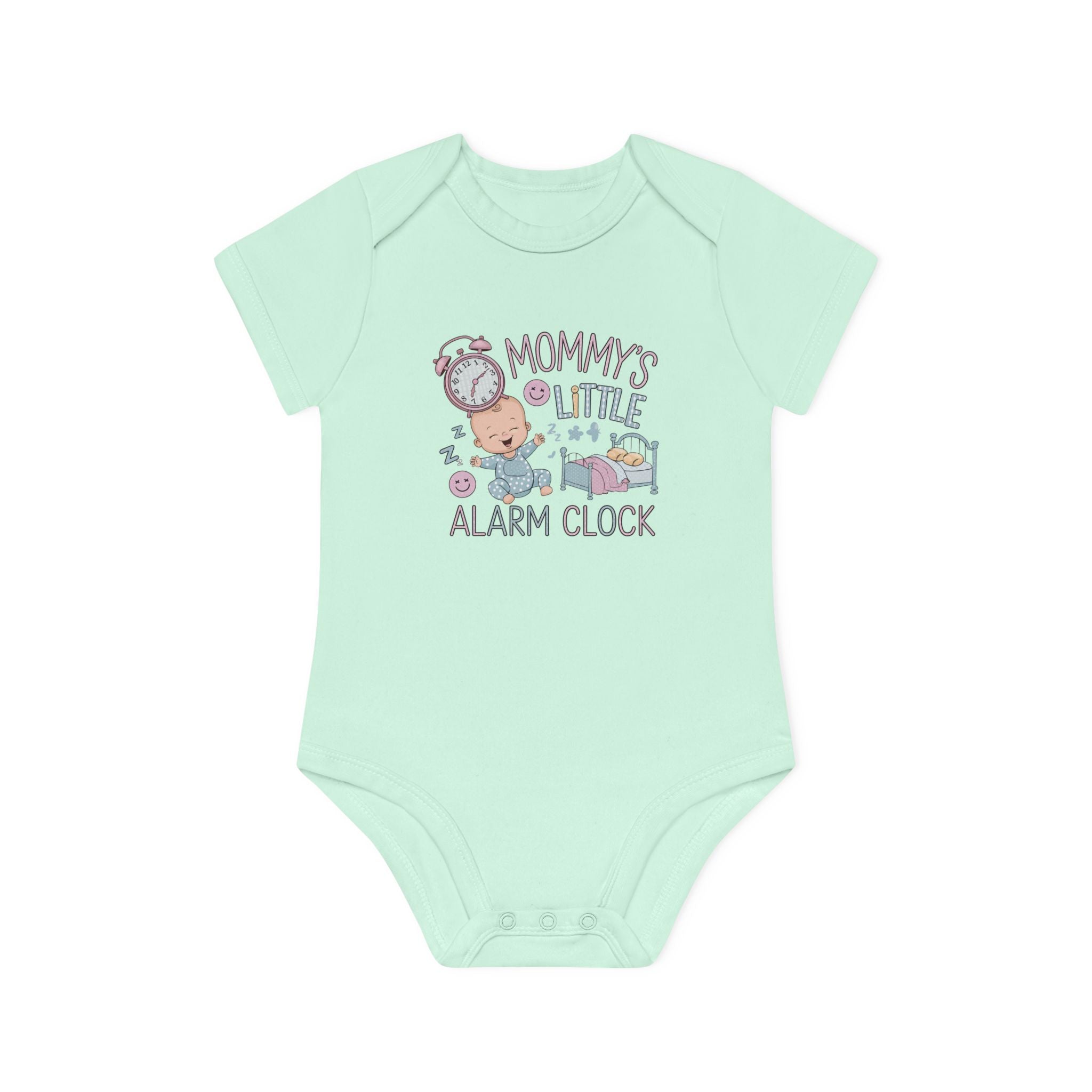 "Mommy's little alarm clock" Baby Organic Short Sleeve Bodysuit