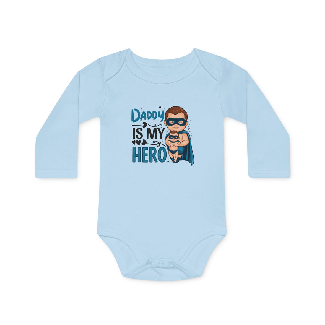 "Daddy is my hero" Baby Long-Sleeve Organic Bodysuit