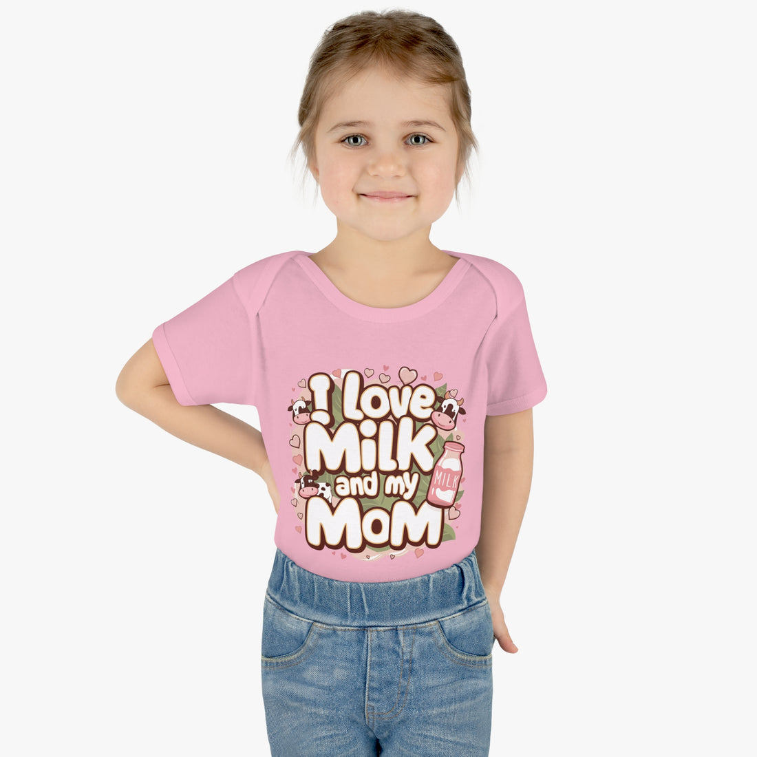 "I love milk and my mom" Infant Baby Rib Bodysuit