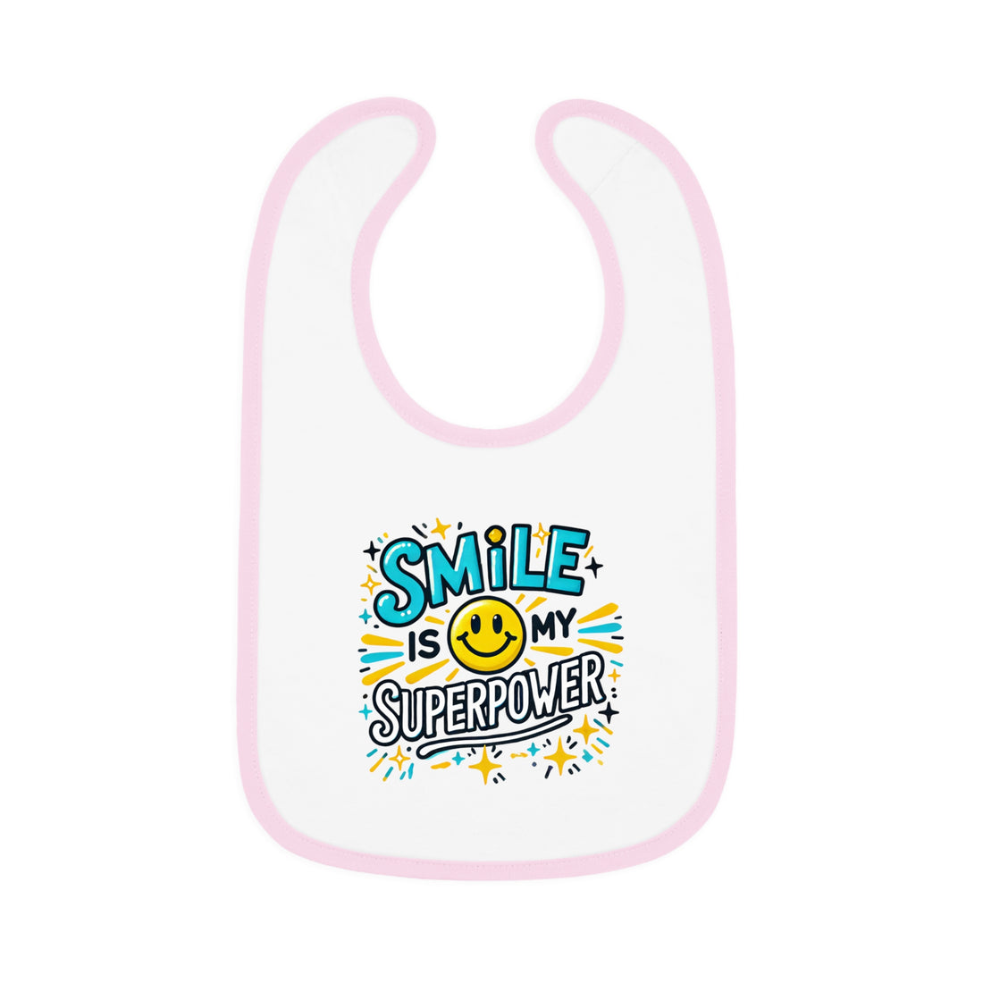 "Smile is my superpower" Baby Contrast Trim Jersey Bib