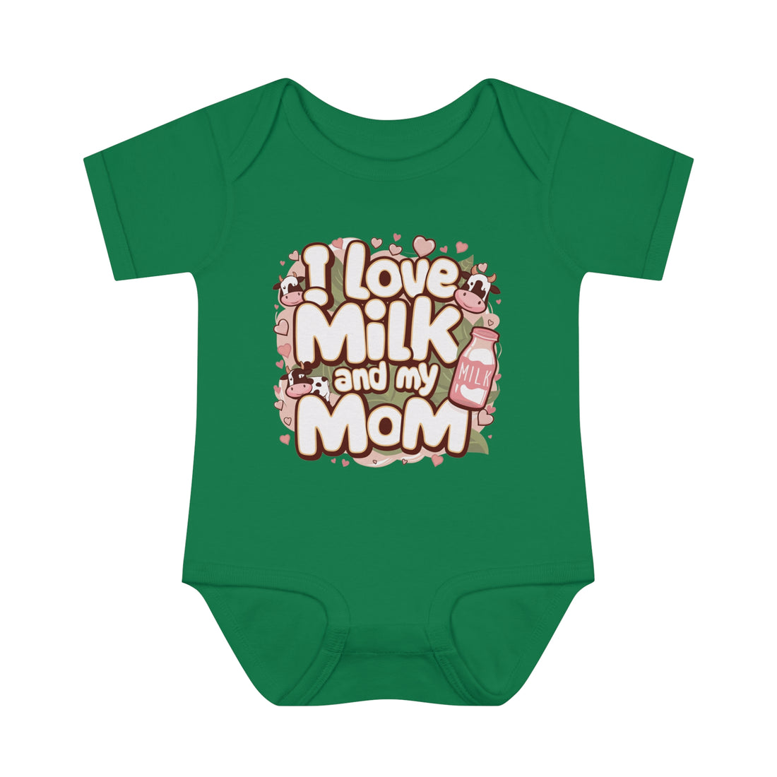 "I love milk and my mom" Infant Baby Rib Bodysuit