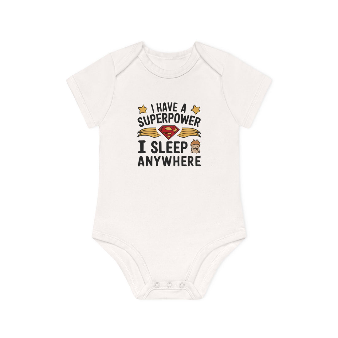 "I have a superpower I sleep anywhere" Baby Organic Short Sleeve Bodysuit