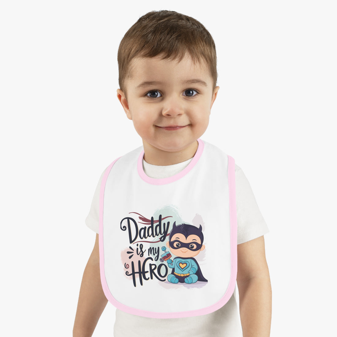 "Daddy is my hero" Baby Contrast Trim Jersey Bib