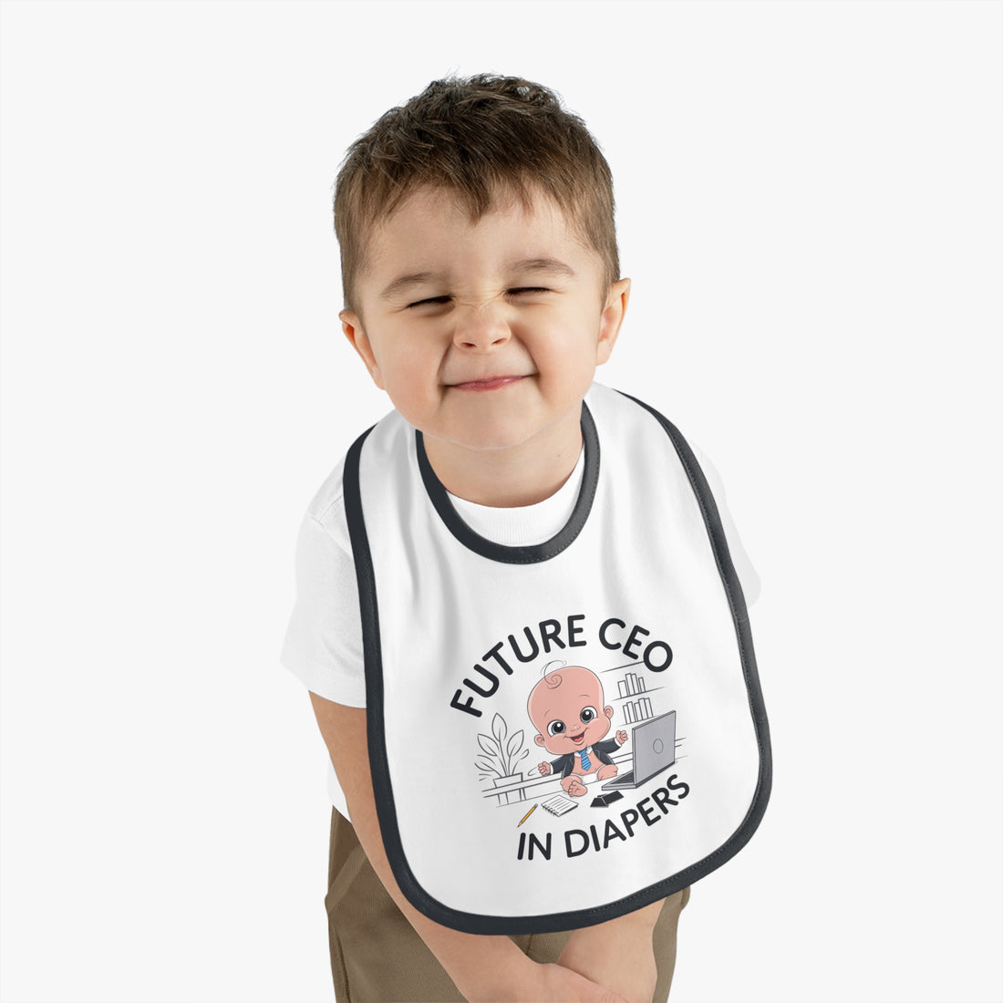 "Future CEO in diapers" Baby Contrast Trim Jersey Bib