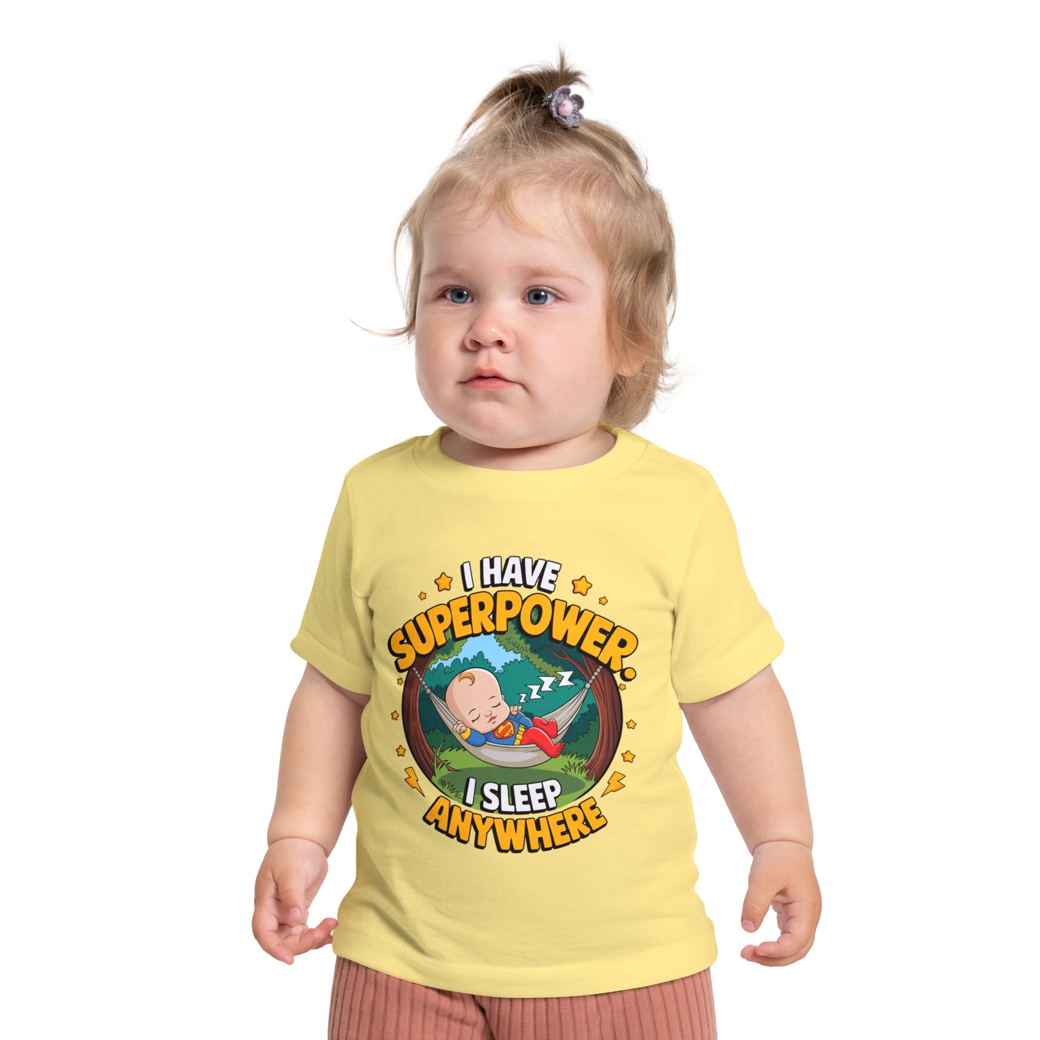 "I have superpower I sleep anywhere" Baby Short Sleeve T-Shirt