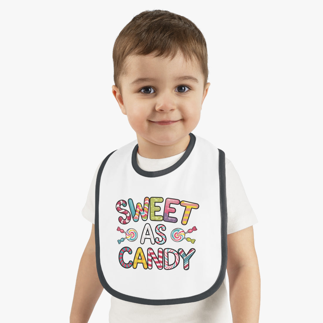 "Sweet as candy" Baby Contrast Trim Jersey Bib