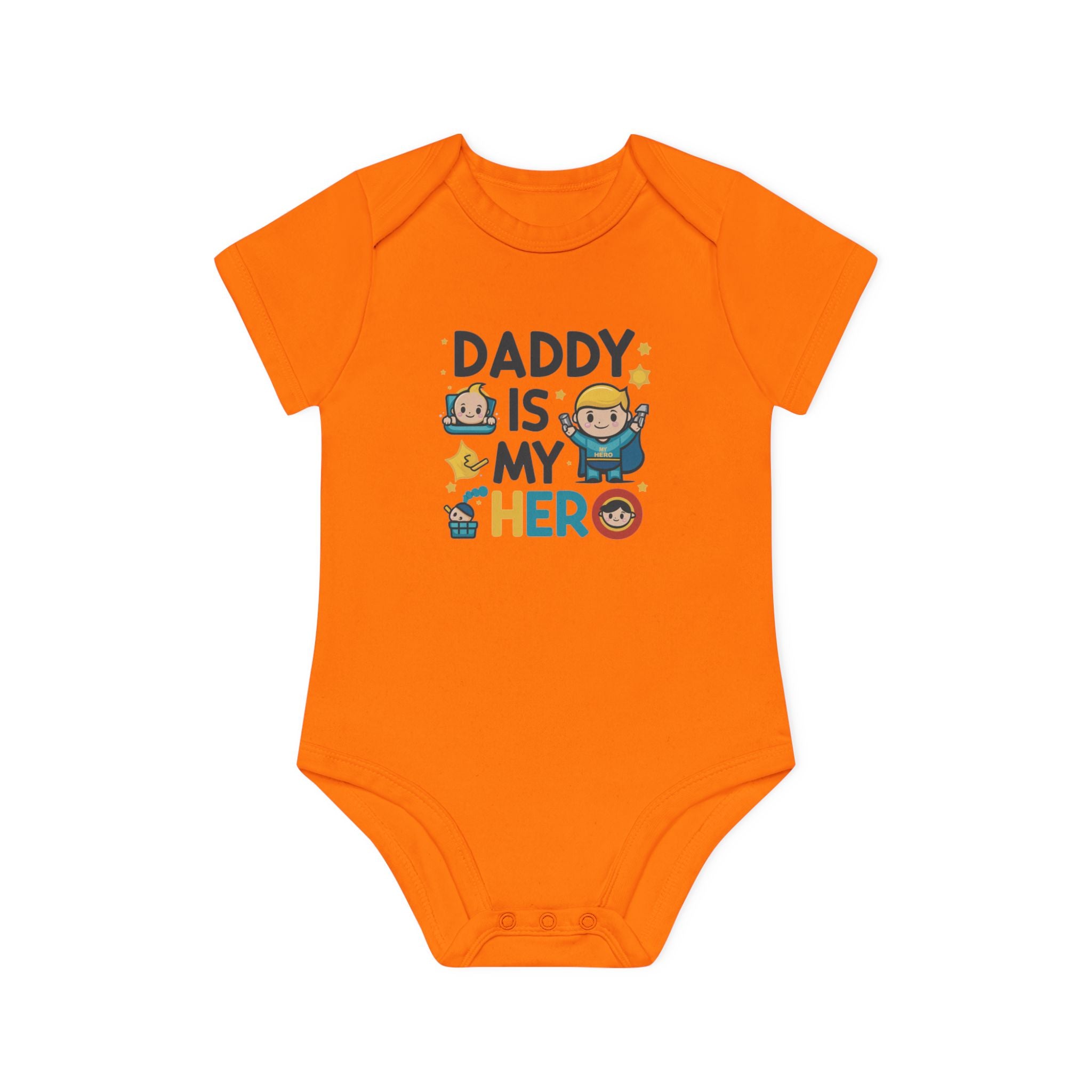 "Daddy is my hero" Baby Organic Short Sleeve Bodysuit