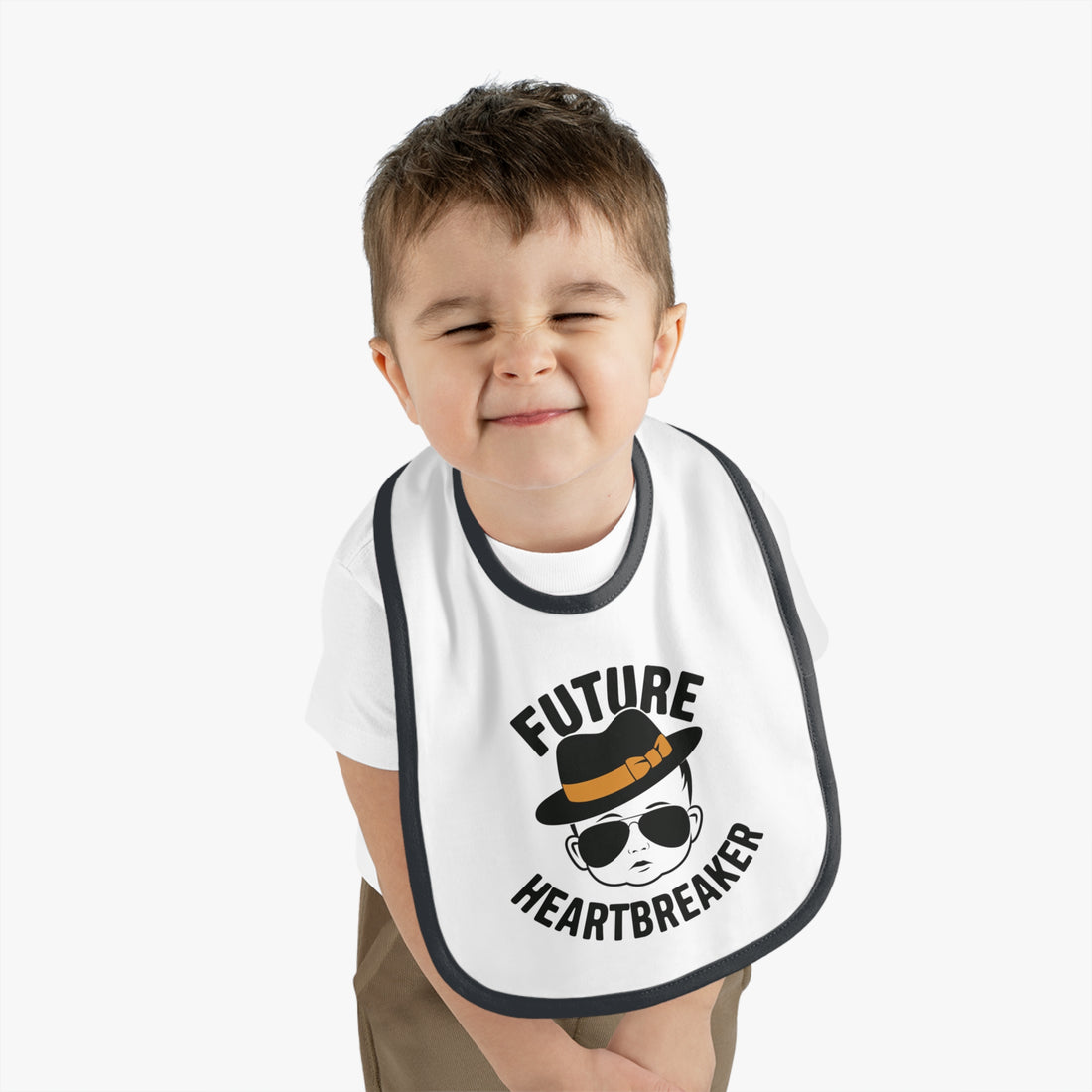 "Future heartbreaker" Baby Contrast Trim Jersey Bib