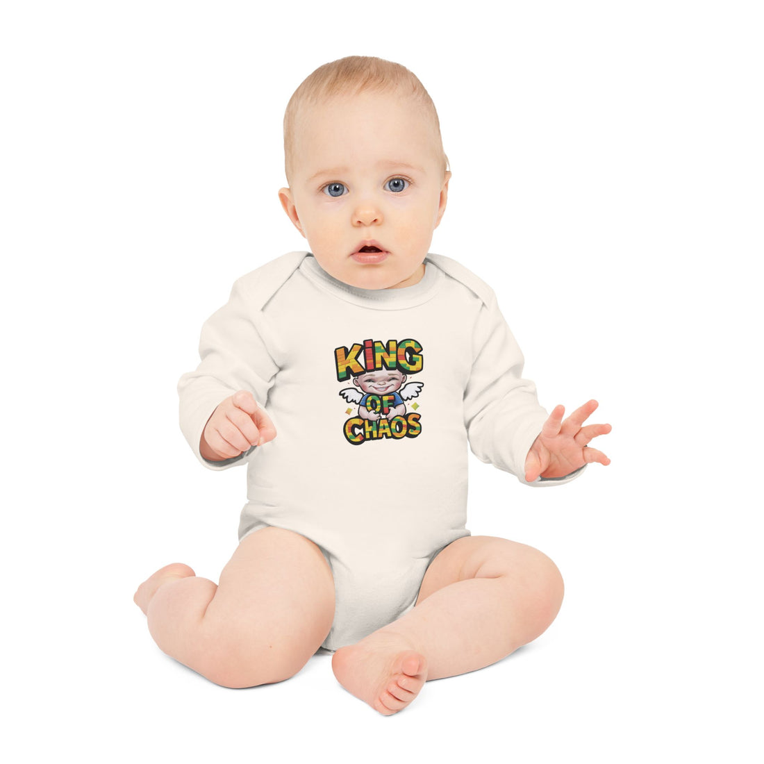 "King of chaos" Baby Long-Sleeve Organic Bodysuit