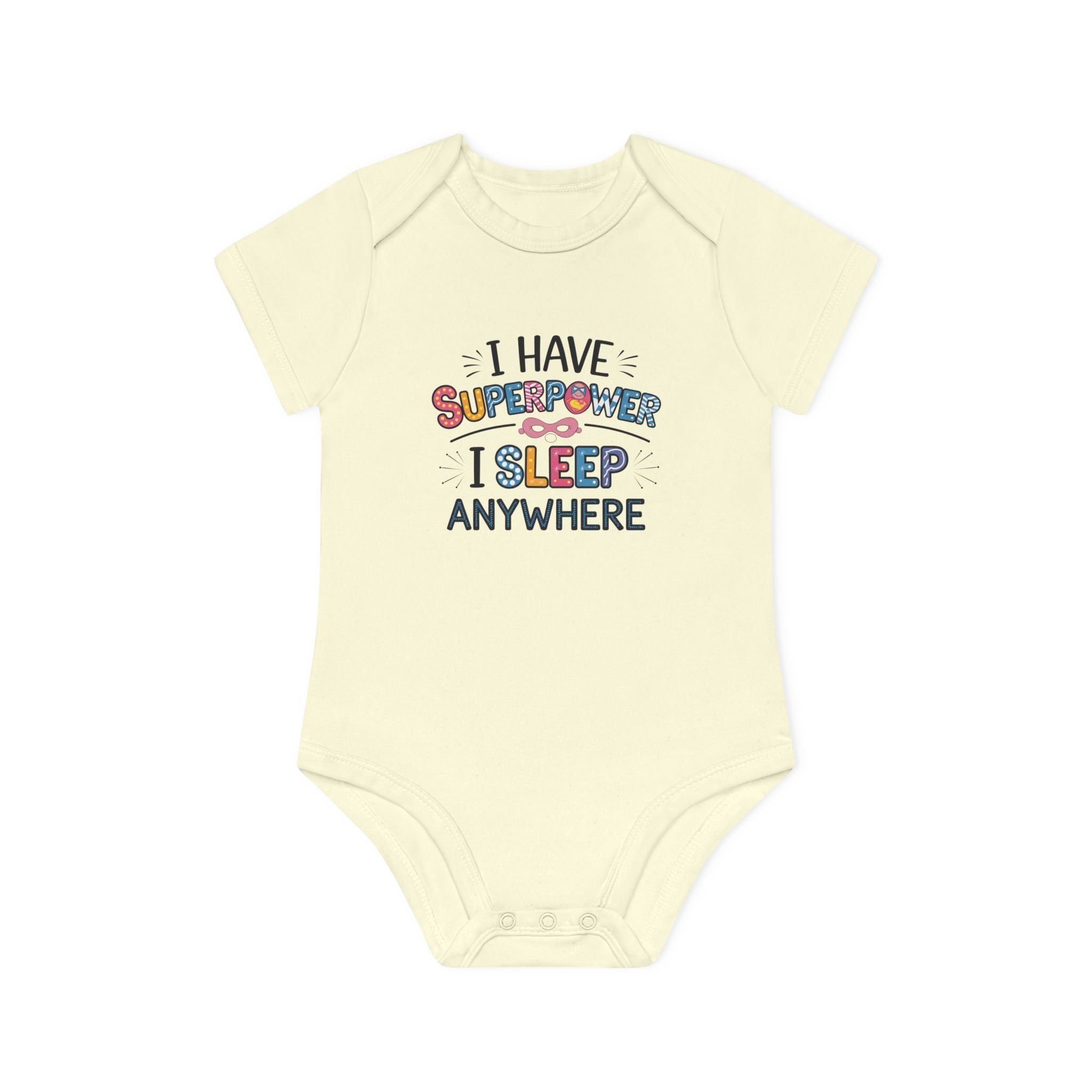 "I have superpower I sleep anywhere" Baby Organic Short Sleeve Bodysuit