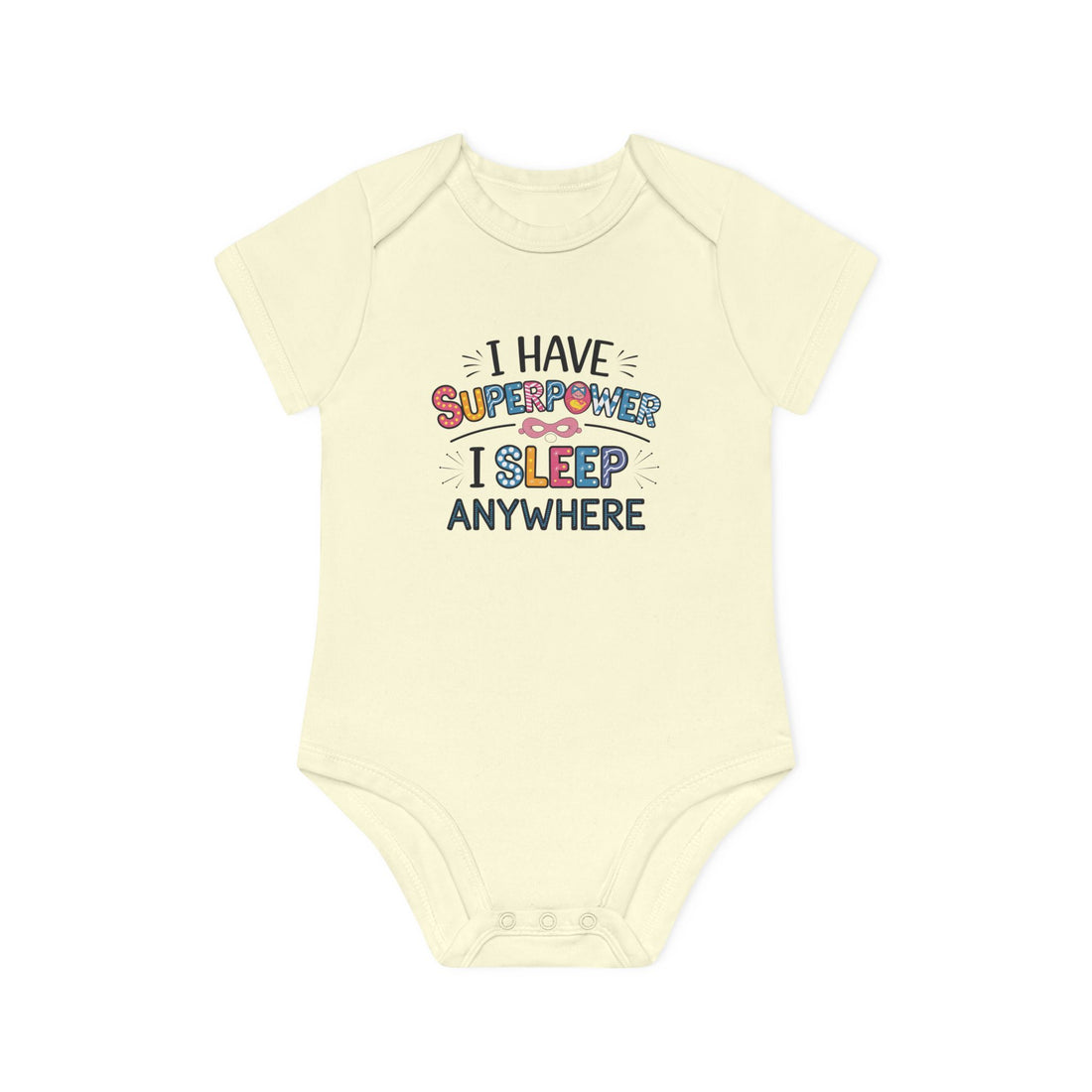 "I have superpower I sleep anywhere" Baby Organic Short Sleeve Bodysuit